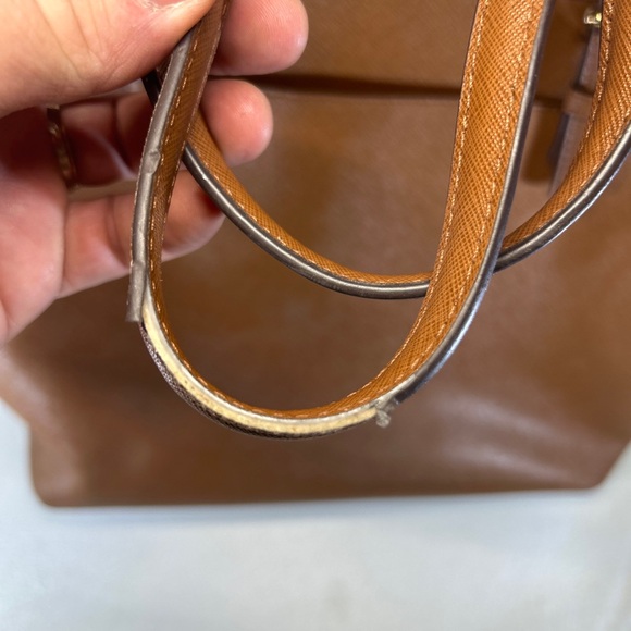 Michael Kors Jet Set East West Signature Brown Leather Tote Purse  Shoulder Bag - Picture 7 of 12